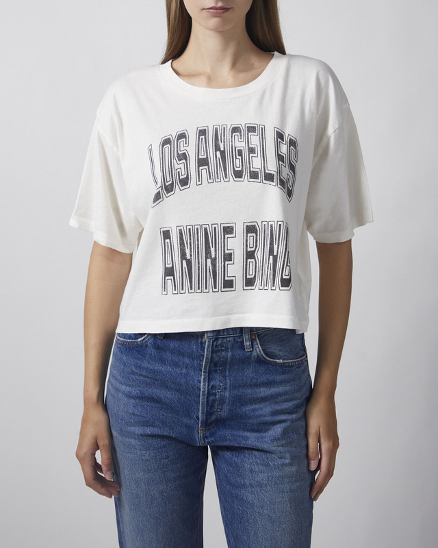 Anine Bing T-skjorte Johnny Cropped Ecru XS