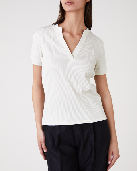 Ribbed polo tee Ivory 1