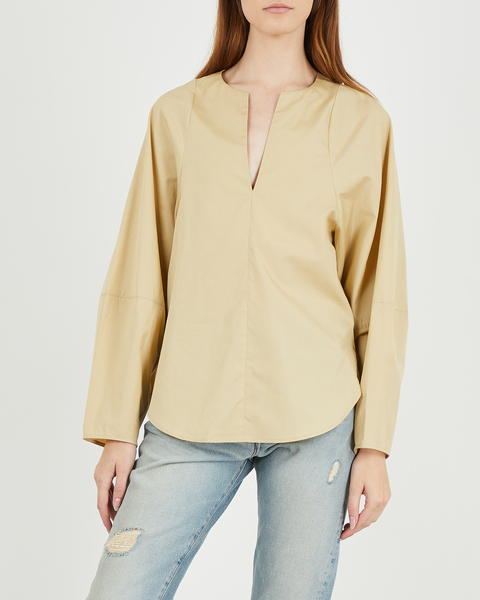 Blouse Shaped V-Neck L/S Popover Gul 1