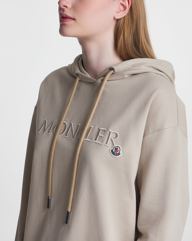 Moncler Sweater Hoodie Logo Beige L