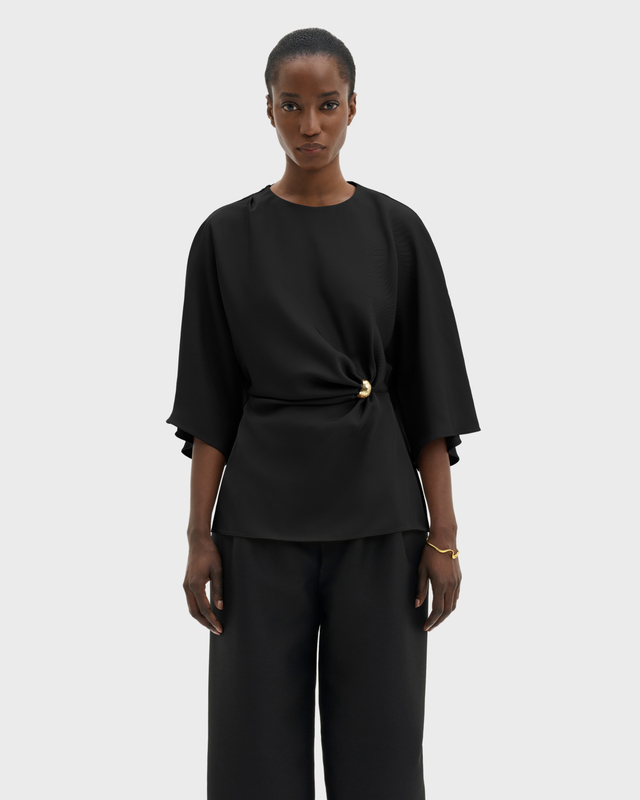 Malina Bluse Zilla Brooch Detailed Black 34