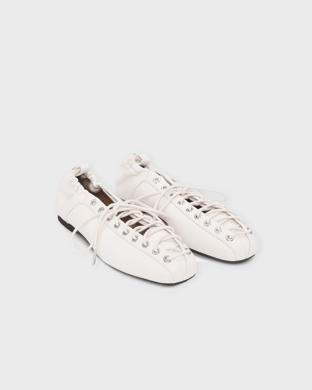 GANNI Ballerina Eyelets Lace Up Egret EUR 36