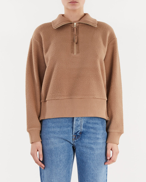 Sweater Roselle Half Zip Fleece Brown 1