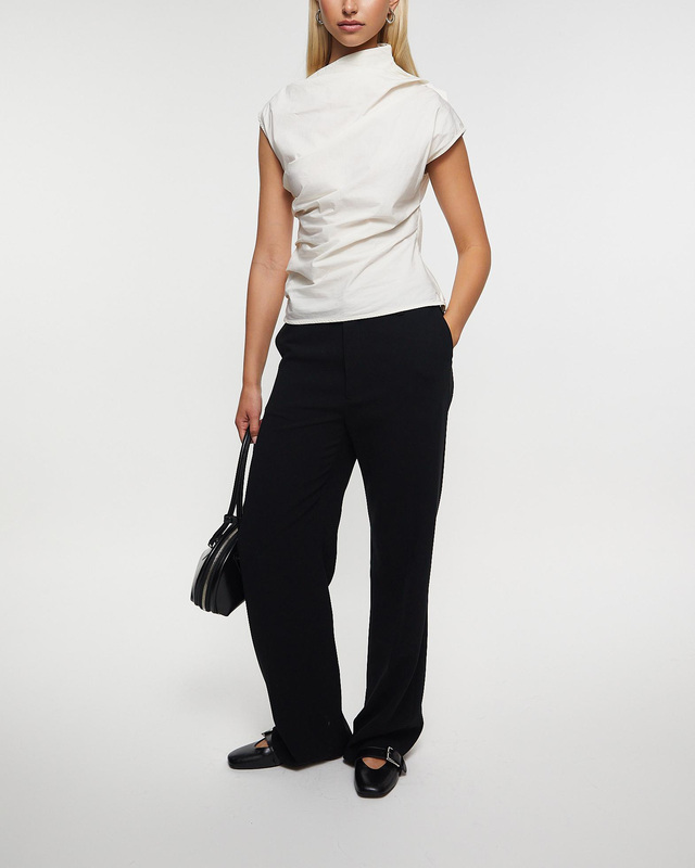 Ganni Top Stretch Cotton Ruched Egret 38