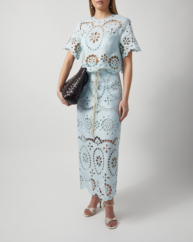 Zimmermann Skirt Awaken Embroidered Mint 0 (XS-S)