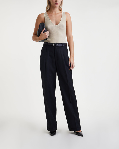 Byxor Wide Leg Wool  Svart 2