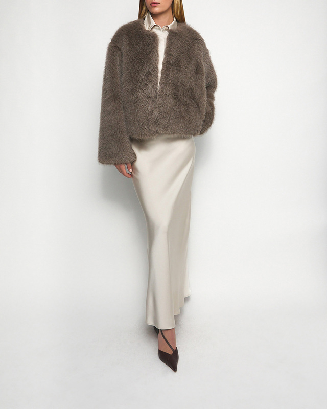 Wakakuu Icons Jacket New York Faux Fur Taupe L