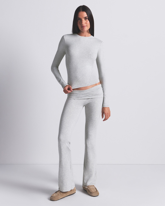 Skims T-shirt Cotton Jersey Long Sleeve Light Heather Gray L