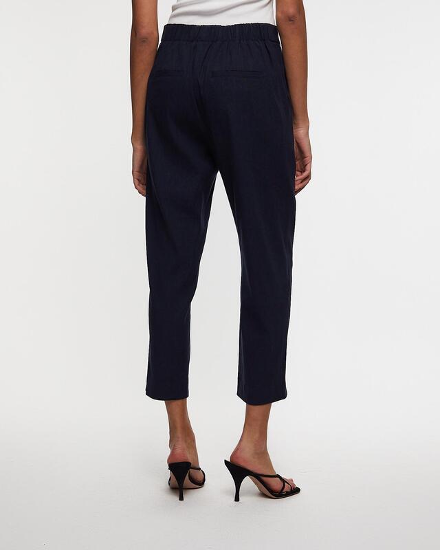 Vince Trousers Linen-Blend Tapered Pull-On Blue L