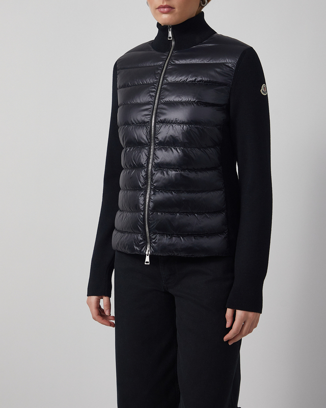 Moncler Cardigan Padded Wool Zip-Up Black M