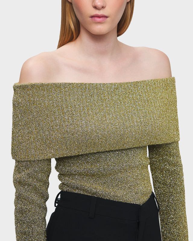 Ganni Top Sparkle Doubleface Knit Guld M