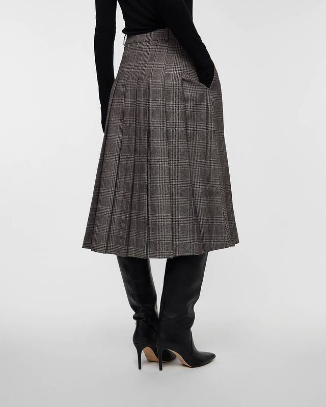 Self-Portrait Skirtl Midi Check Pleated Brun UK 14 (EUR 42)