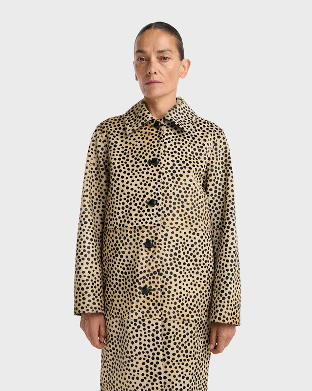 RÓHE Frakke Cheetah Pony Hair Beige/Black 36