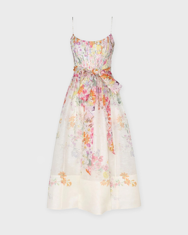 Zimmermann Dress Natura Corset Midi Rosa 1 (S-M)