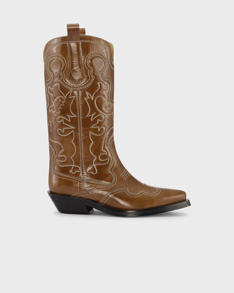 Boots Mid Shaft Embroidered Western Tiger 1