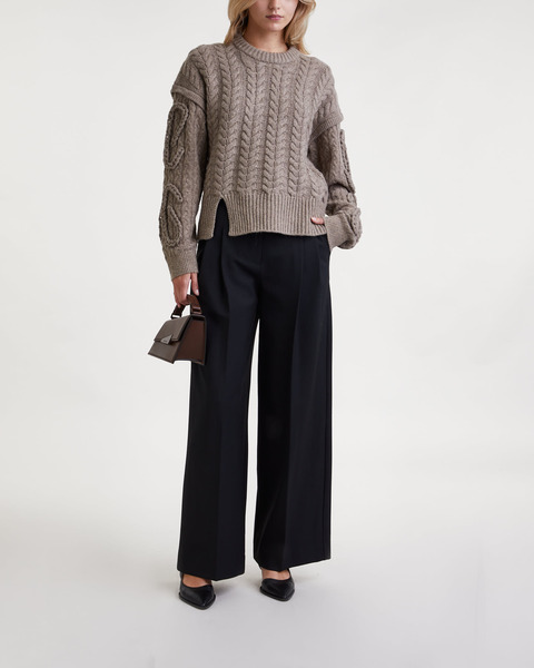 Tröja Cable Braided Knit Hasselnöt 2