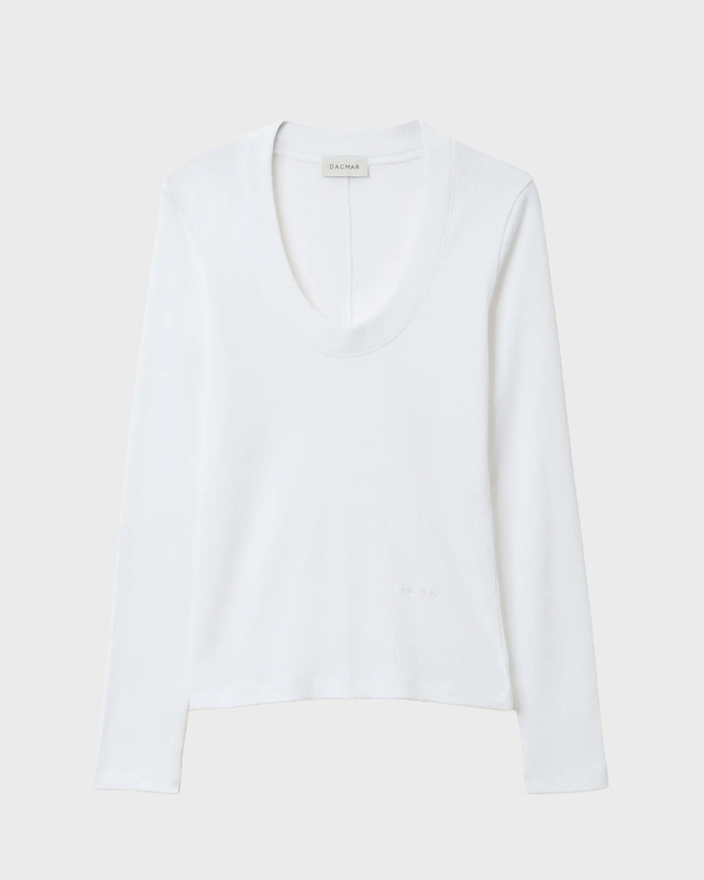Dagmar Top Scoop Jersey White L