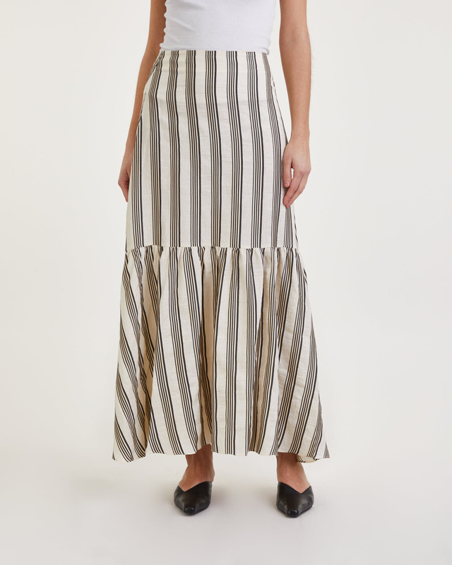 Dagmar Kjol Fitted Cotton Vit/svart 38