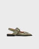 GANNI Ballerina Feminine Buckle Naplack Grön EUR 35