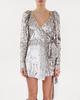 ROTATE Birger Christensen Briiidget Sequin Wrap Dress Silver 36