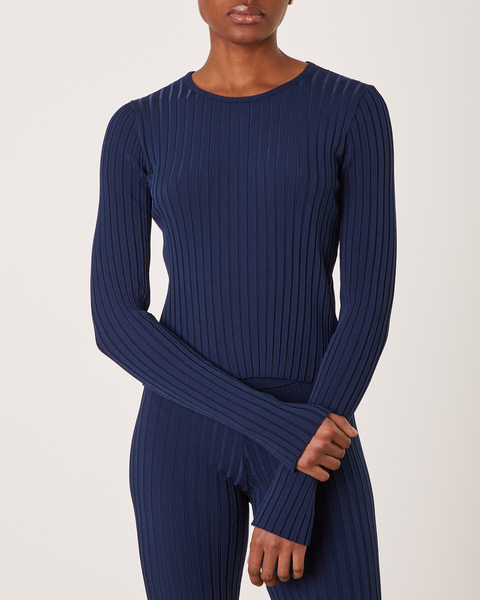 Topp  Rib Long Sleeve Navy 1