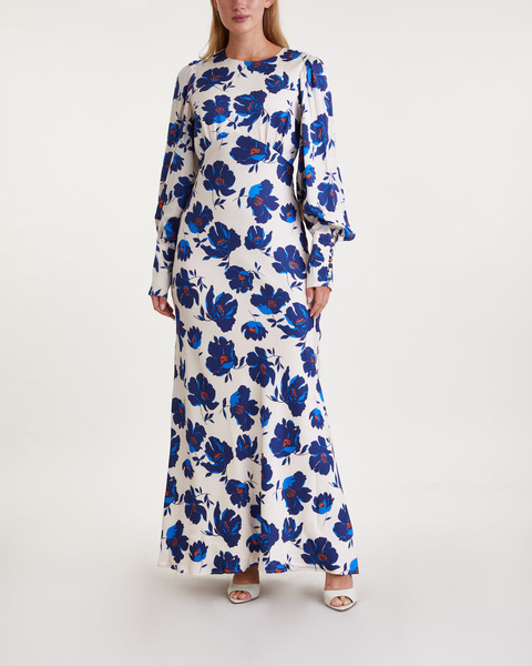 Dress Alize satin maxi Vit/blå 1