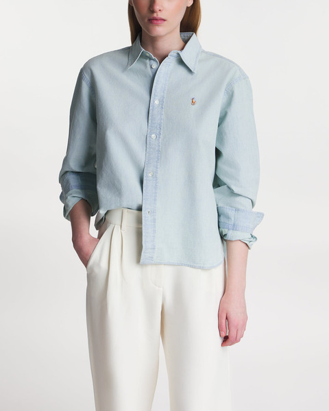 Shirt Oversize Fit Linen  Light blue 1