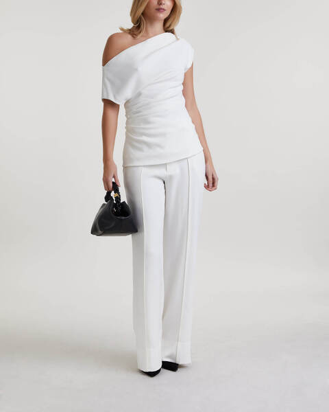 Trousers Weyes In Matte Viscose Crepe White 1