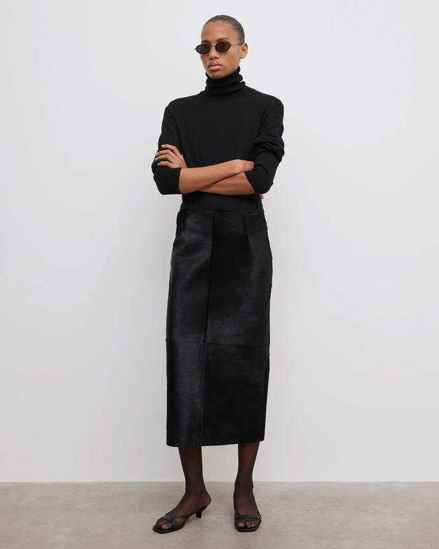 Dagmar Skjørt Pony Leather Black 36