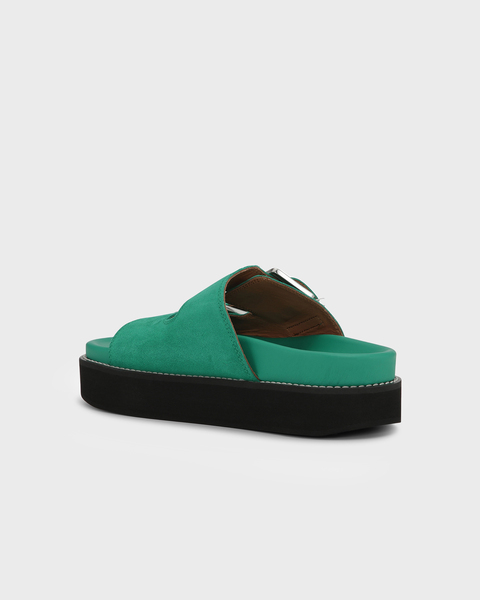 Sandals Chunky Buckle Suede Green 2