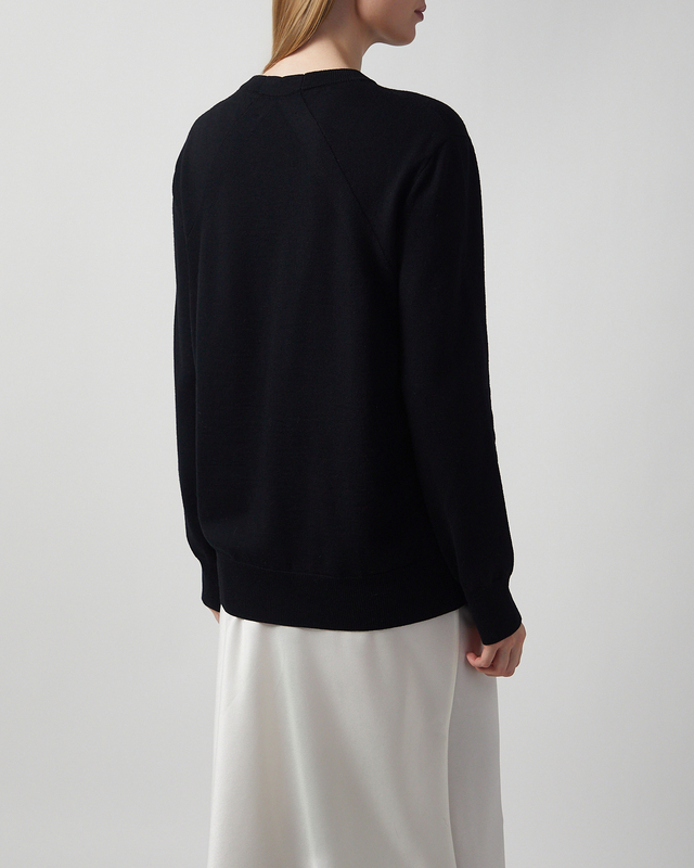 Jil Sander Sweater Midweight Wool Crew-Neck Black 40