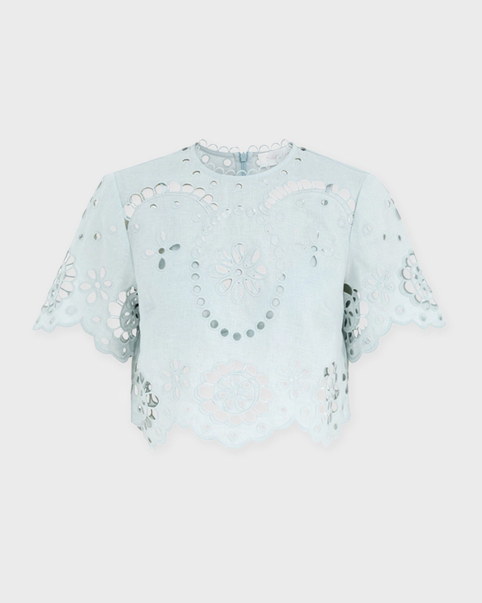 Zimmermann Awaken Cropped Broderie Anglaise Linen Top In Blue