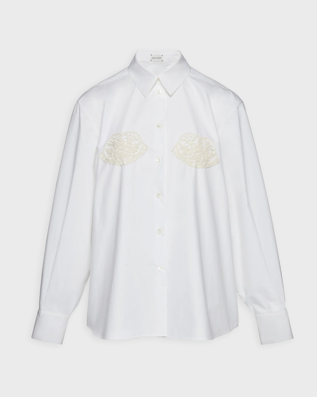 Magda Butrym Shirt Crochet Bra Button-Up White FR 40 (EUR 38)