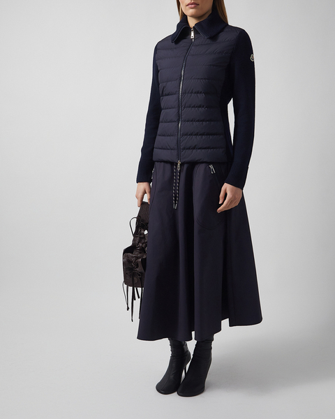 Cardigan Padded Wool Zip-Up Navy 2