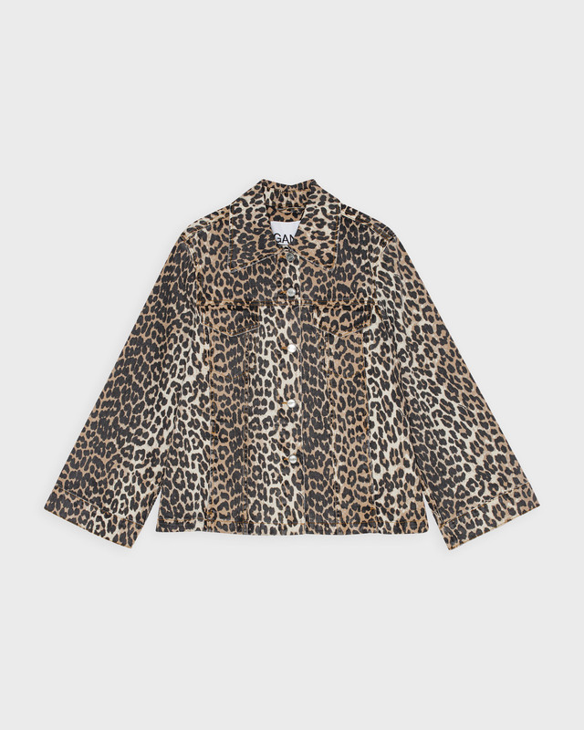 Ganni Jacket Leopard Print Denim Leopard 40