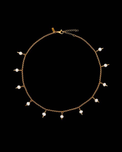 Pierced pearl Necklace  Guld ONESIZE 1