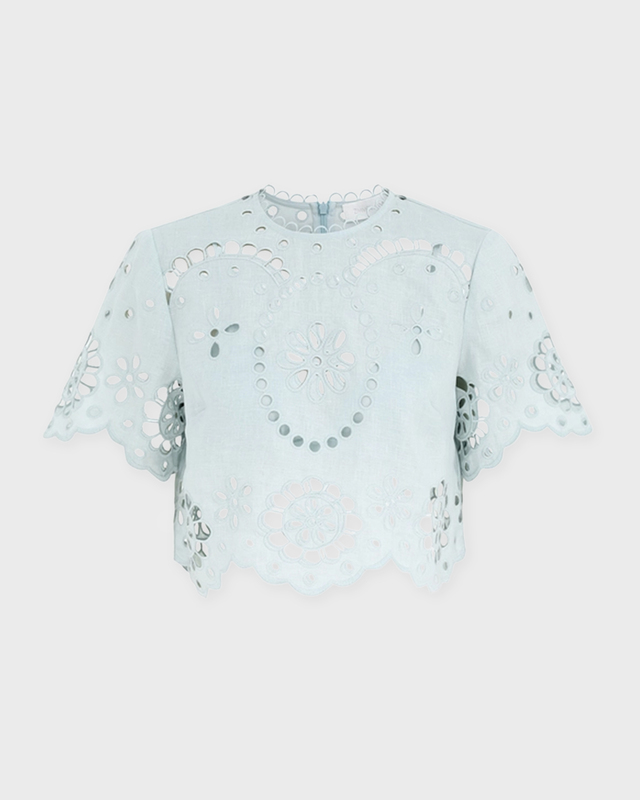 Zimmermann Blouse Awaken Embroidered Bodice Mint 0 (XS-S)