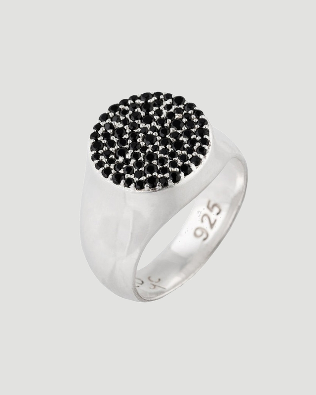 CBYC Ring Stones Signet Silver/svart 50