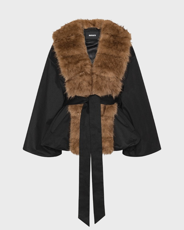 ROTATE  Jakke Faux Fur Collar Black 36