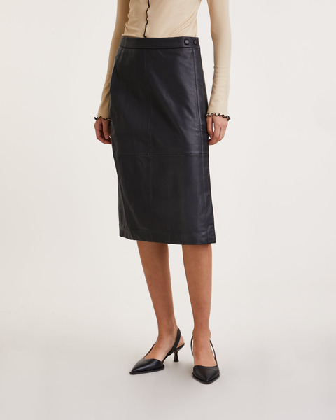Skirt D6Yeva Leather Pencil Black 1