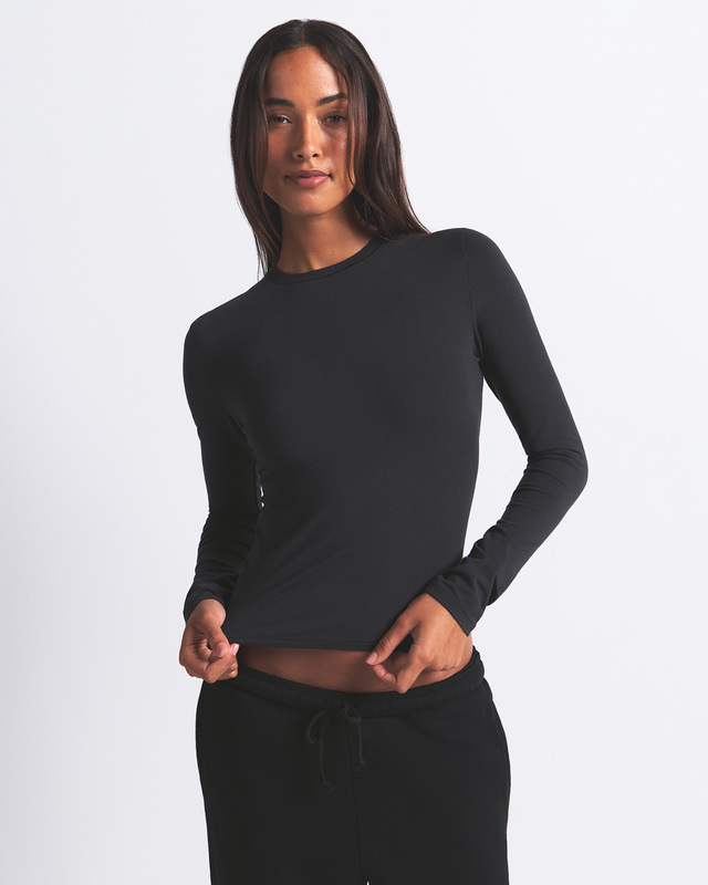 Skims T-shirt Cotton Jersey Long Sleeve Soot XL