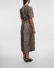 Ganni Dress Printed Cotton Tie Strap Midi  Leopard 42