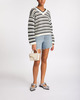 Ganni Sweather Striped Cotton Pointelle Vit/svart S-M