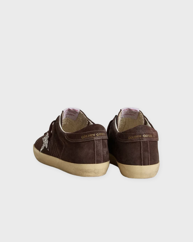 Golden Goose Deluxe Brand Sneakers Super Star Suede Upper Glitter Brown EUR 40