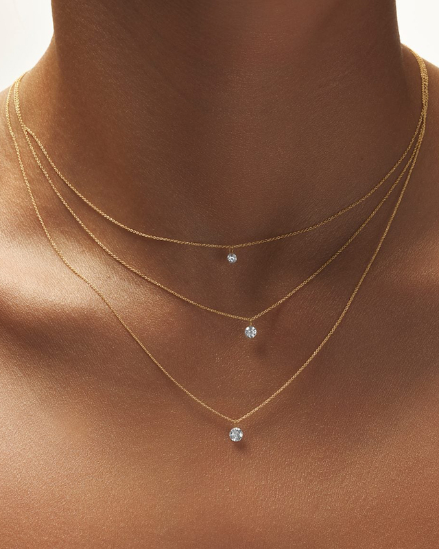 CBYC Necklace Floating Lab Diamond  Gold ONESIZE