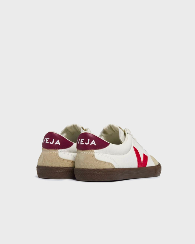 VEJA Sneakers Volley Suede Leather Trimmed Vit/röd EUR 37