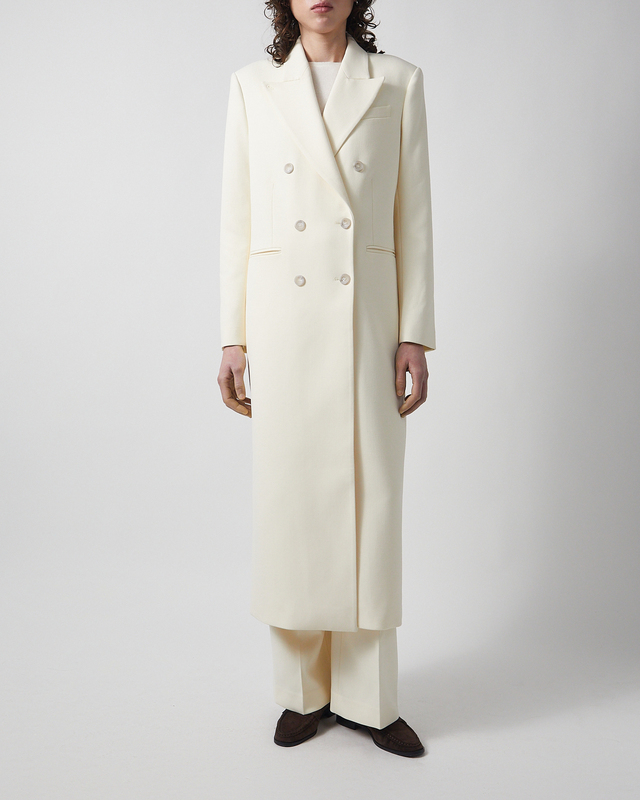 Almada Label  Margot Long Tailored Blazer Creme S