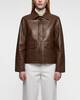Theory Jacka Leather Boxy  Brun M