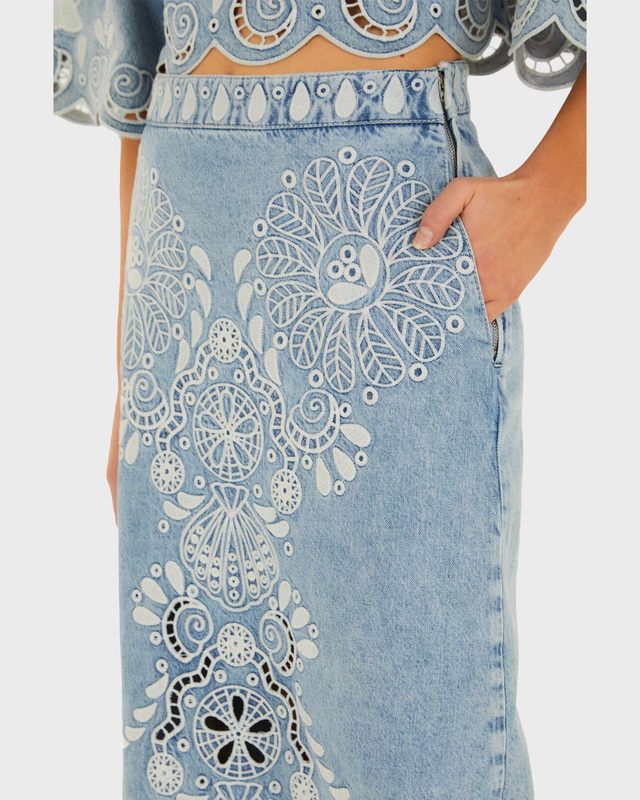 FARM Rio Skirt Denim Richelieux Midi Denim 25