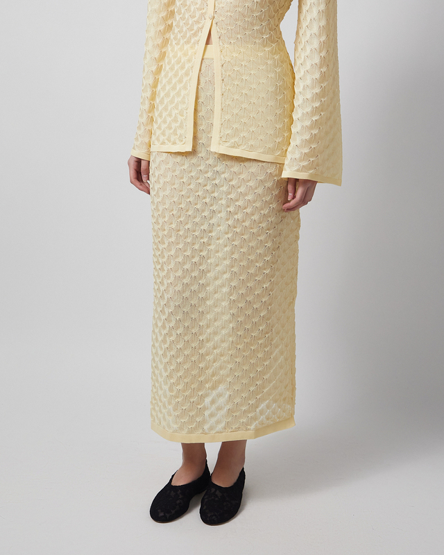 Malina Skirt Fannie Pointelle Knitted Maxi Light Yellow XL